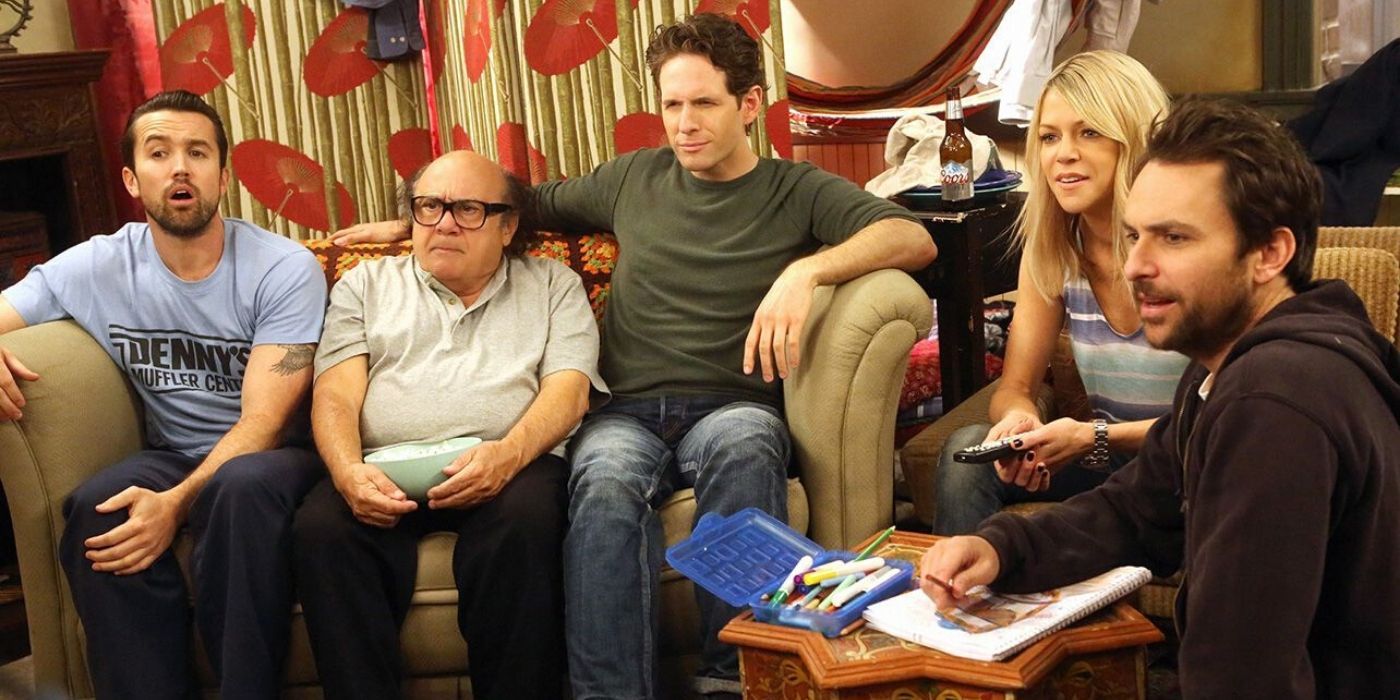 The Gang watching a movie in It's Always Sunny
