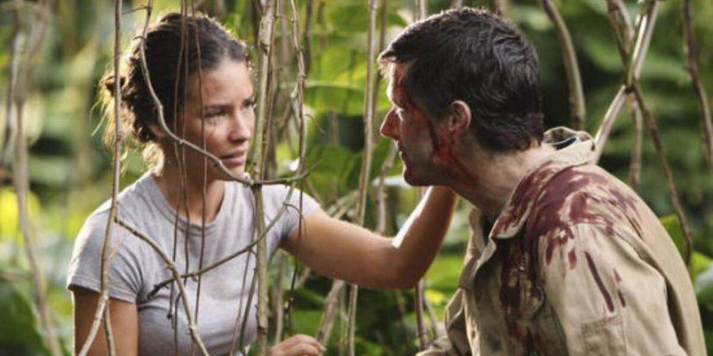 Kate and Jack talking in the jungle on Lost