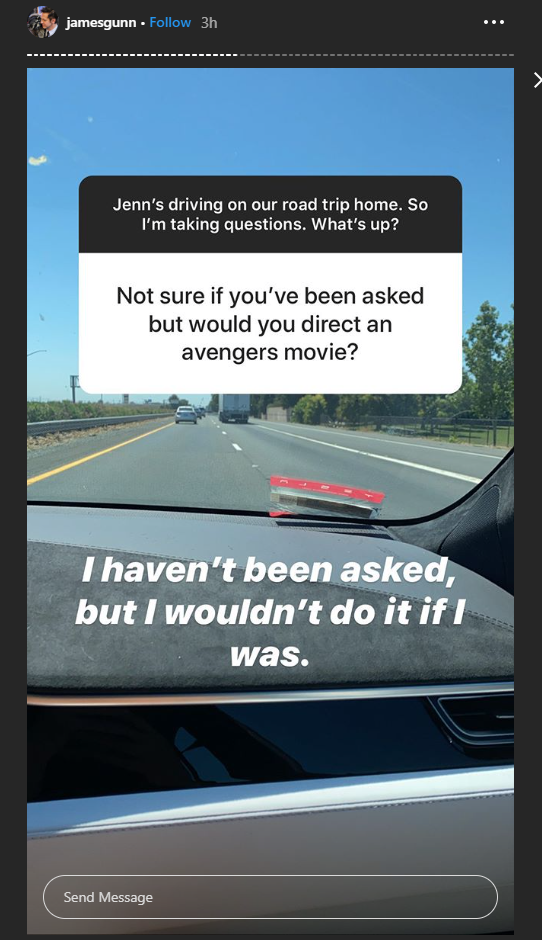 James Gunn Instagram Story Avengers