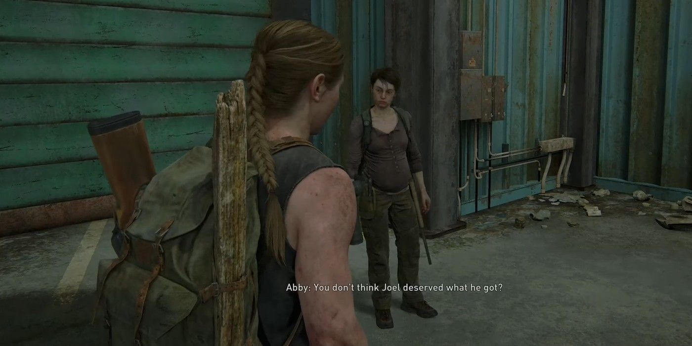 Abby facing Mel in The Last of Us Part II.