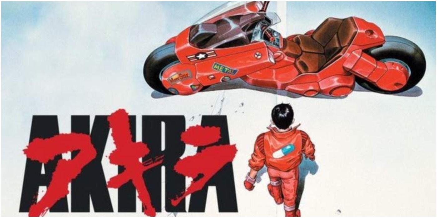 Akira movie poster featuring the protagonist walking to his bike.