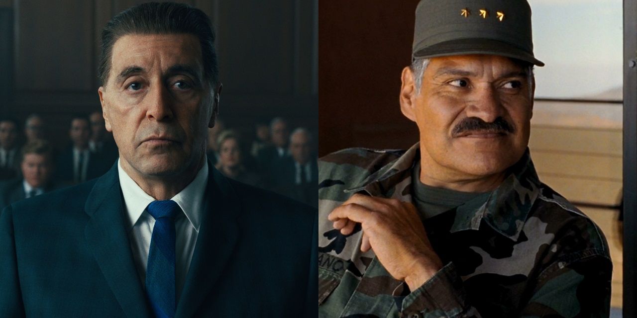 Split image of Al Pacino in The Irishman and Joaquin Cosio in Quantum of Solace