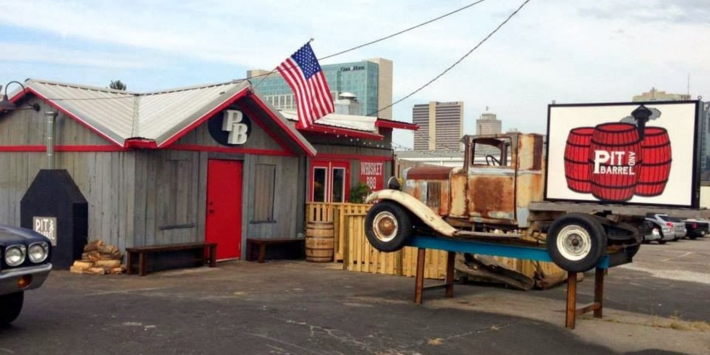 An outdoor shot of Pit &amp; Barrel on Bar Rescue