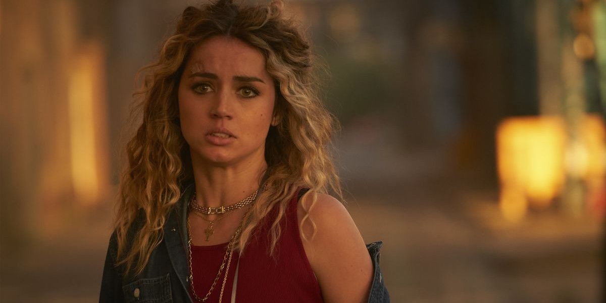 Ana de Armas looking nervous in The Informer