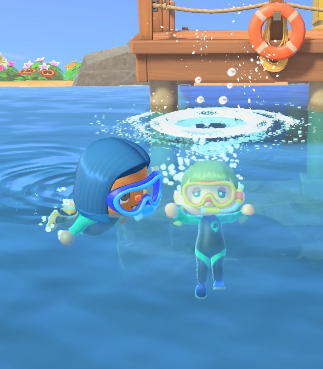 Animal Crossing New Horizons Summer Update Swimming Diving Vertical