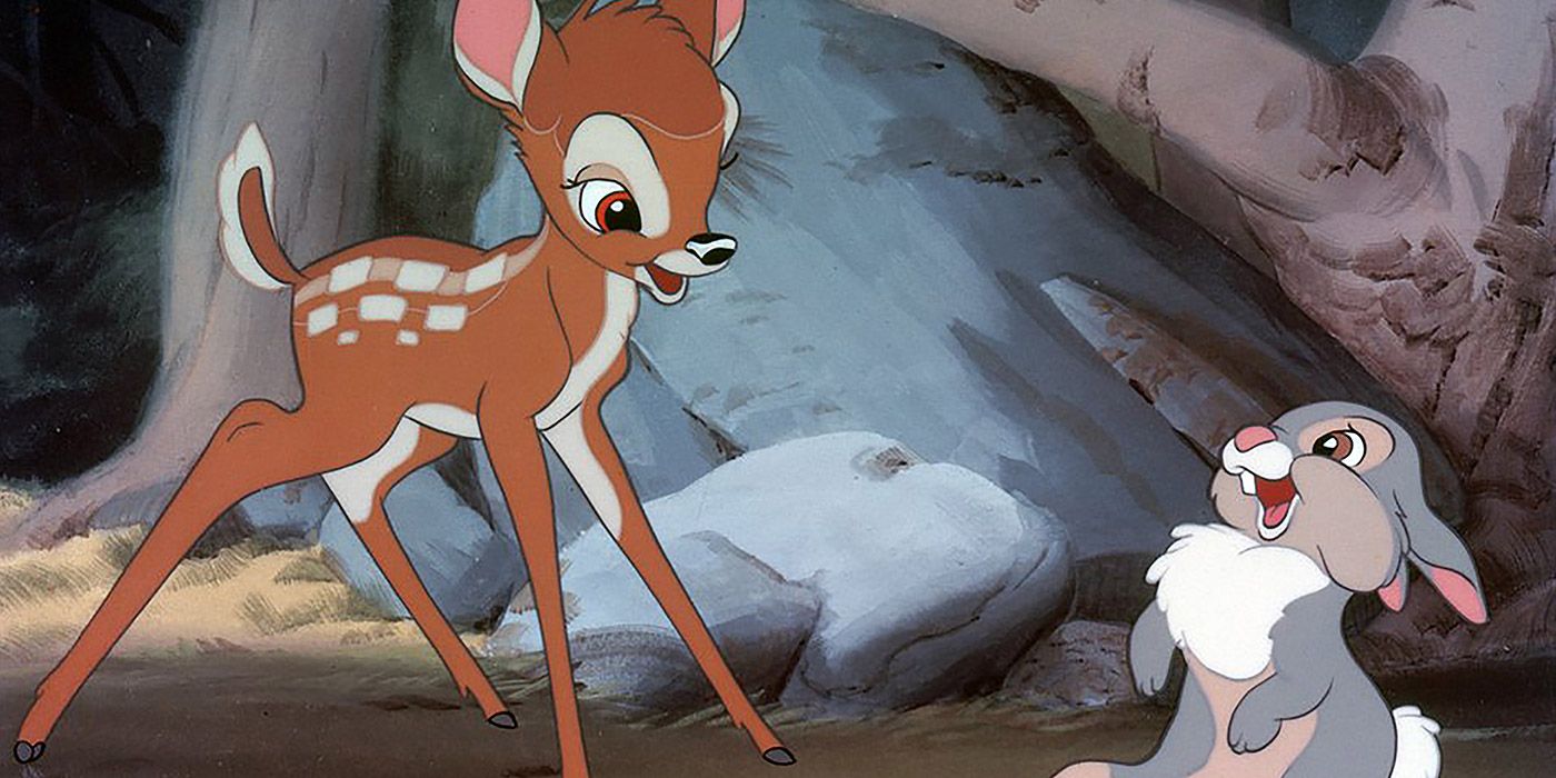 Bambi and Thumper play together in Bambi