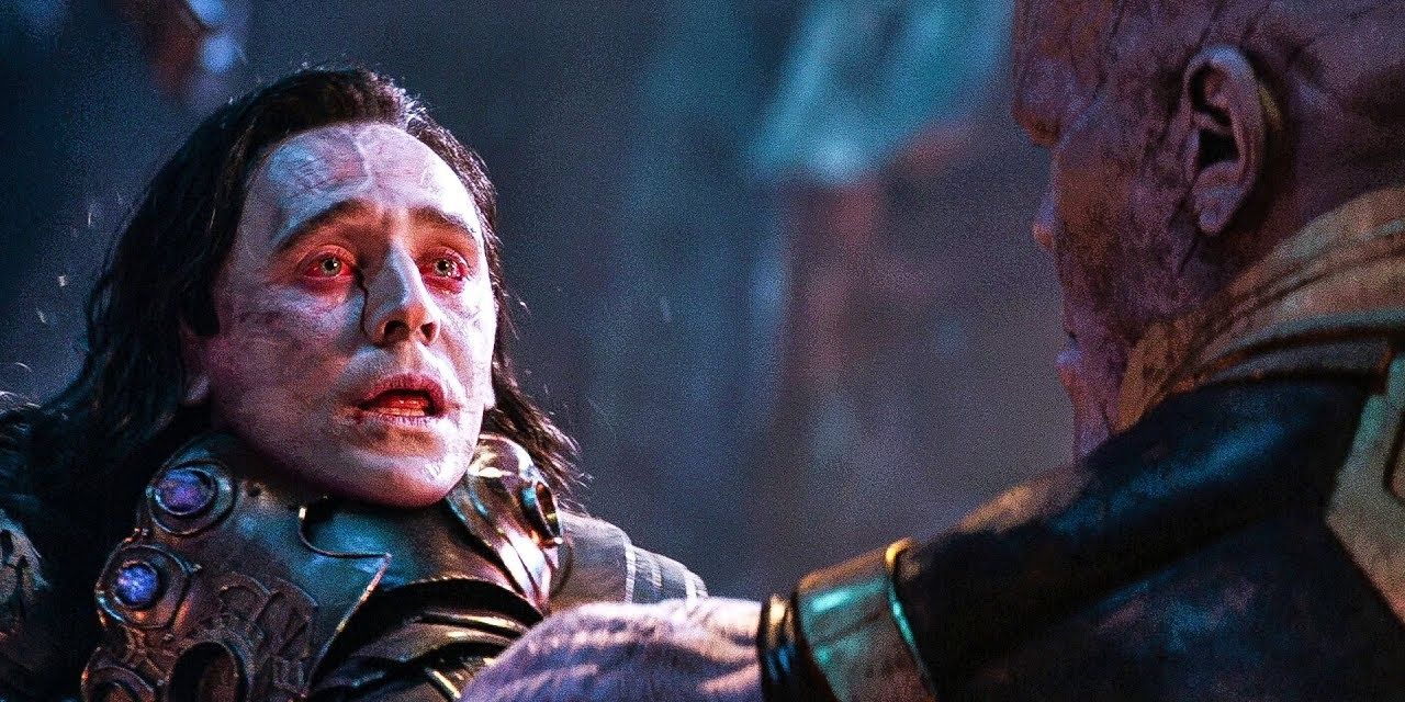 Loki's death in Avengers: Infinity War being strangled by Thanos