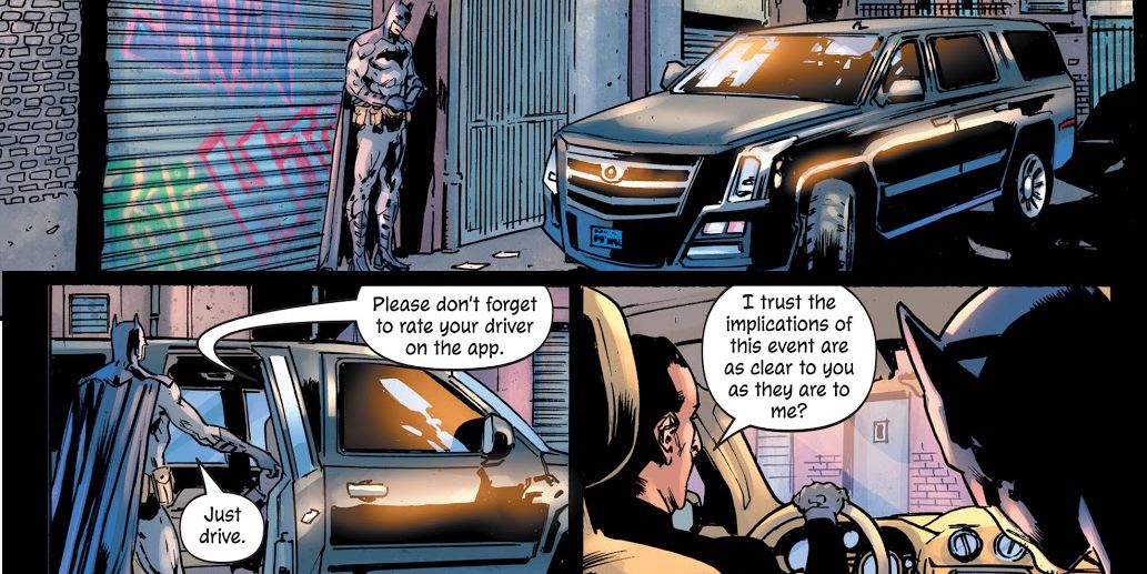 Alfred Picks up Batman in Car