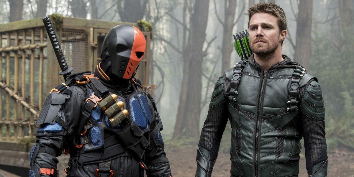 Slade and Oliver standing on the Island in Arrow