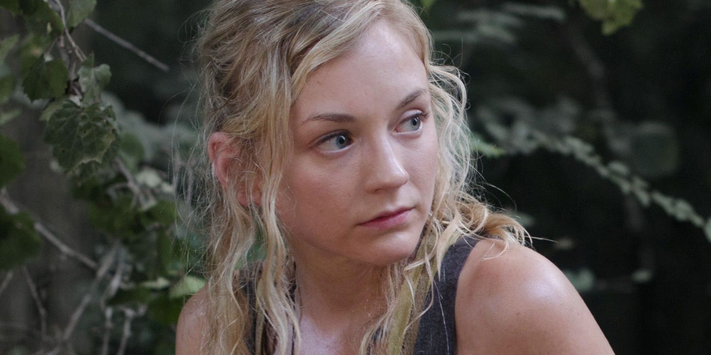 Beth looking to her left in The Walking Dead