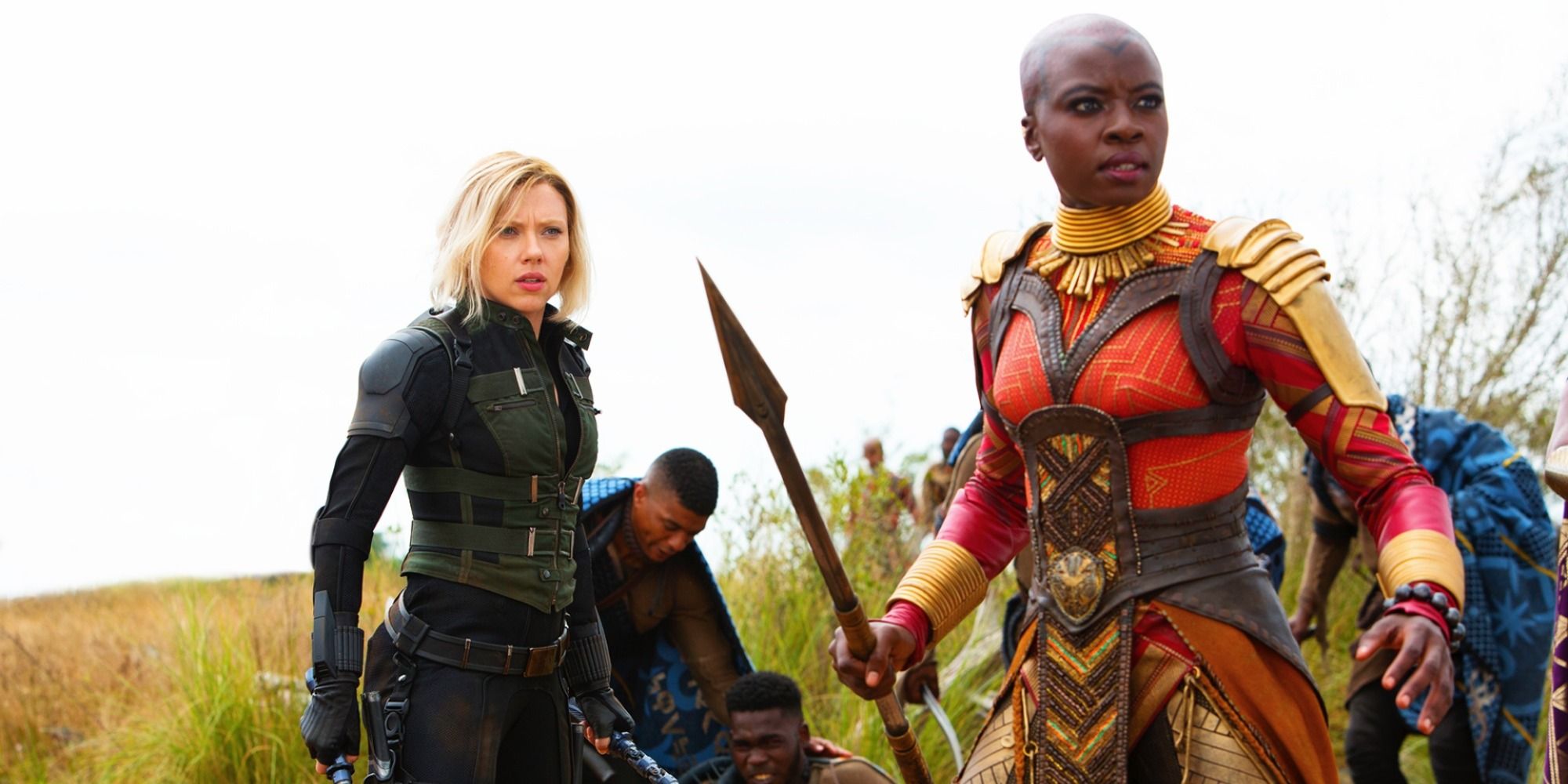 Black Widow and Okoye help Wanda in Wakanda in Infinity War