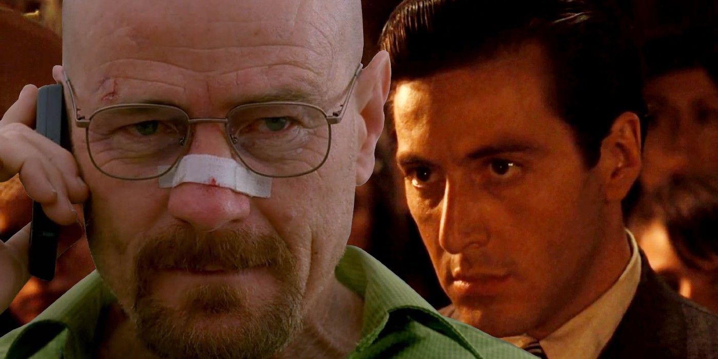 Bryan Cranston as Walter White in Breaking Bad and Al Pacino as Michael Corleone in The Godfather