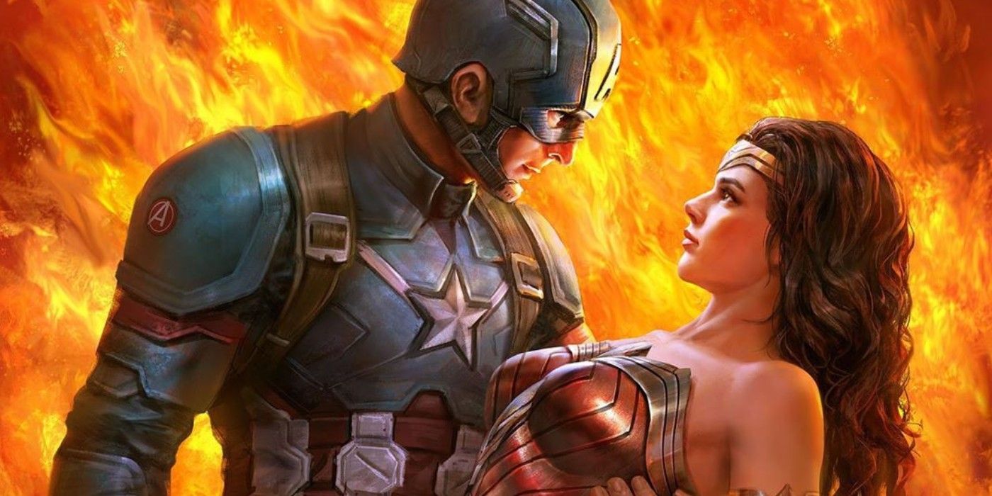 Captain America And Wonder Woman Dance In Romantic Marvel Dc Fan Art
