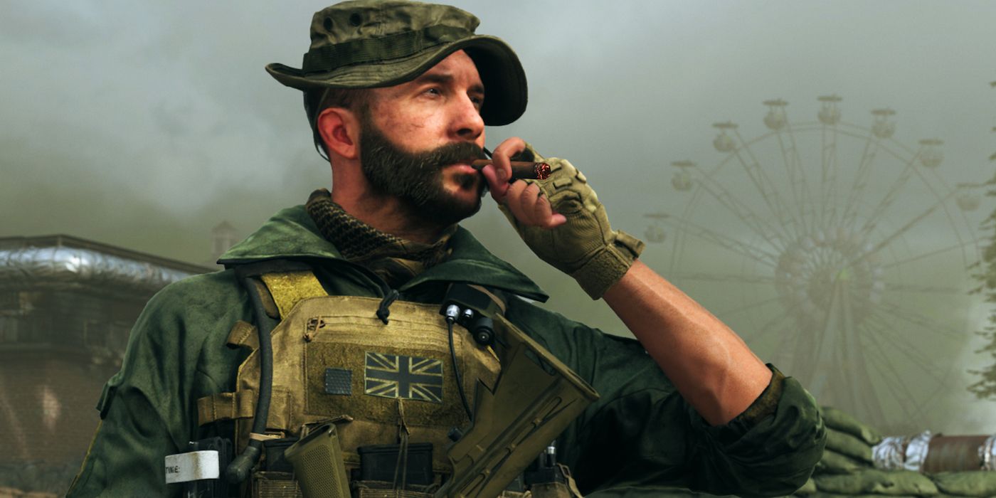 Captain Price smoking a cigar in Call of Duty Modern Warfare