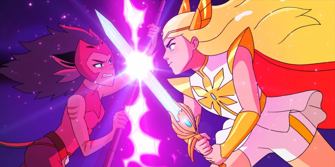 Catra and Adora as She-Ra face off in She-Ra and the Princesses of Power