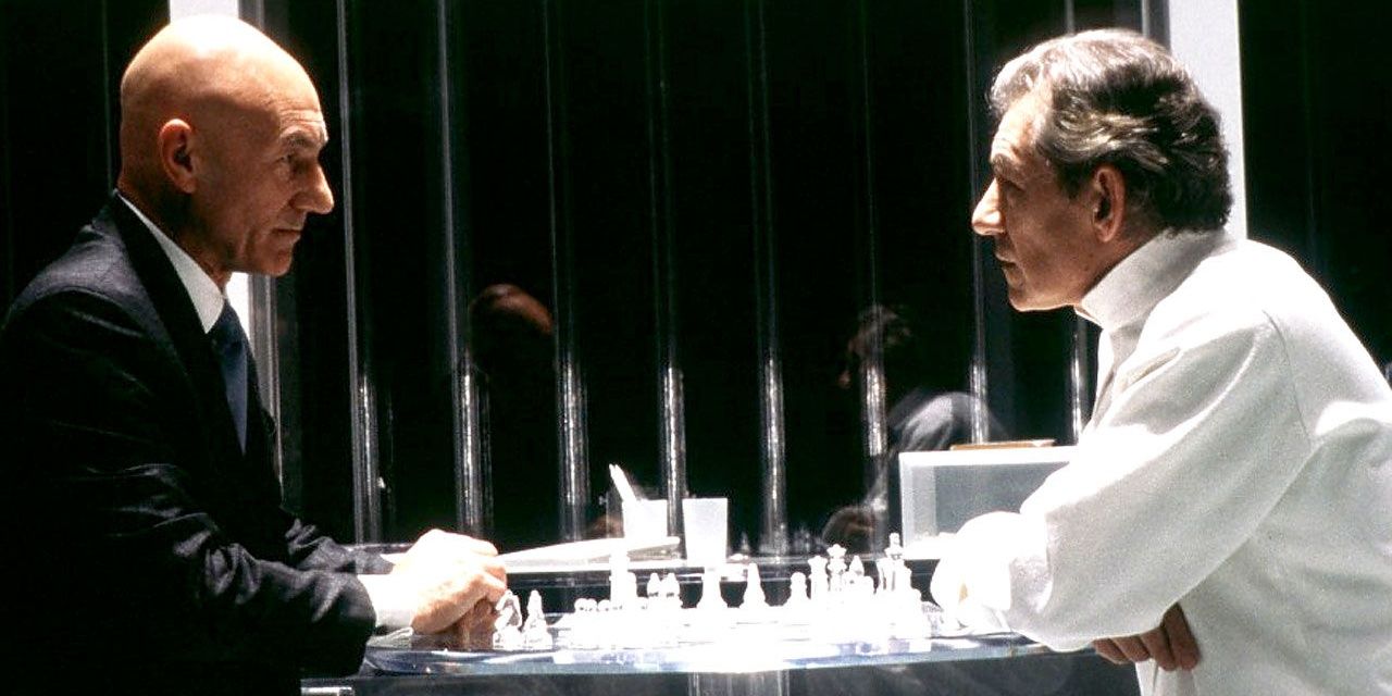 Professor X and Magneto play chess in X2