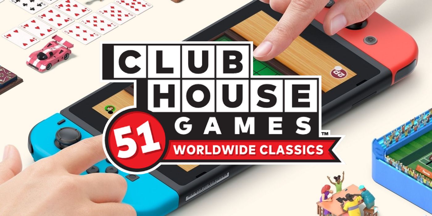 The title screen for Clubhouse games featuring a Switch