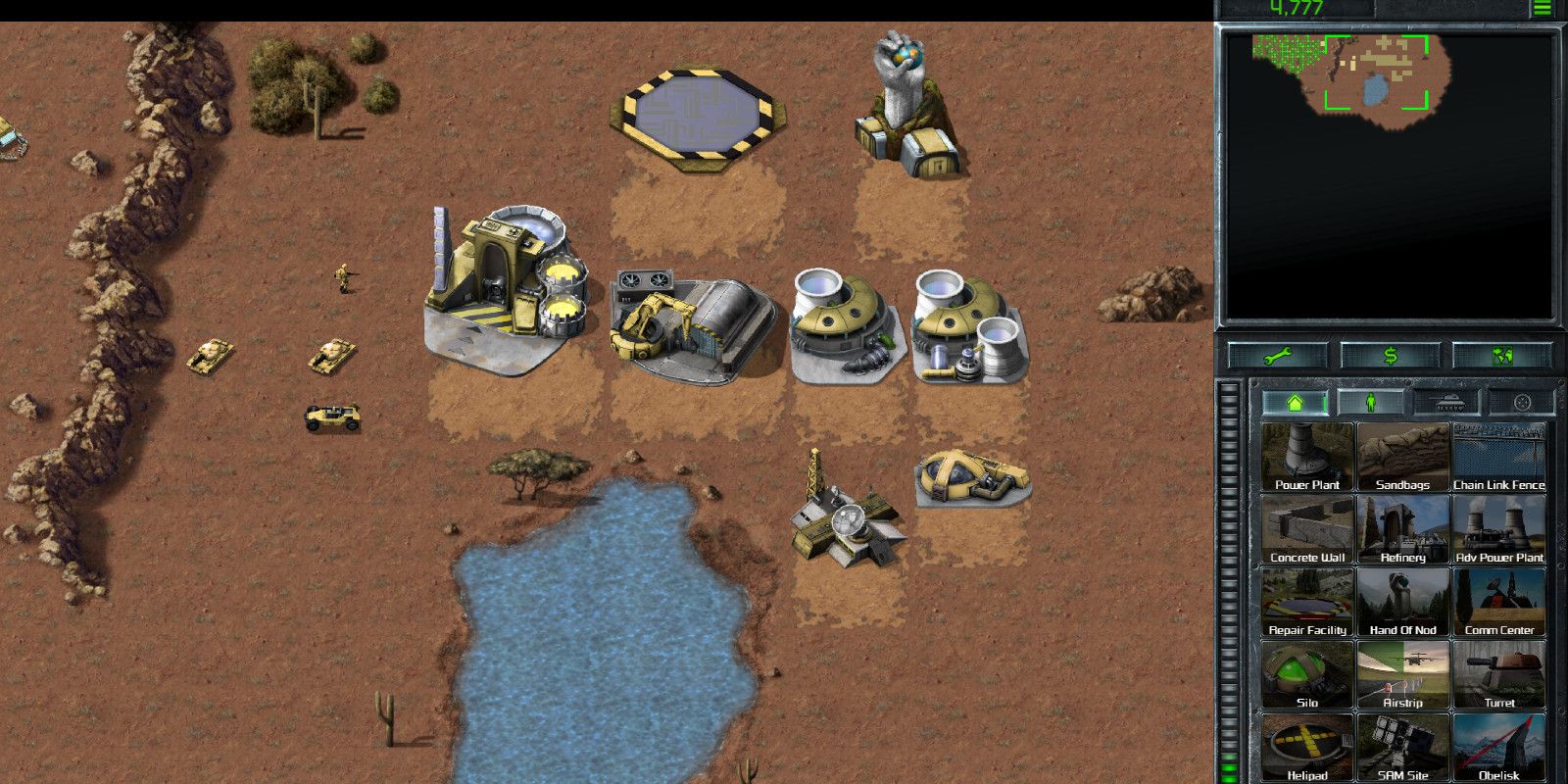 Several units sit in the desert from Command & Conquer