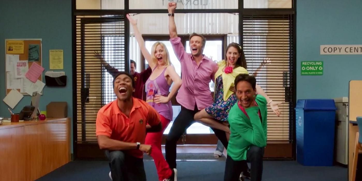 Cast of Community doing a musical number