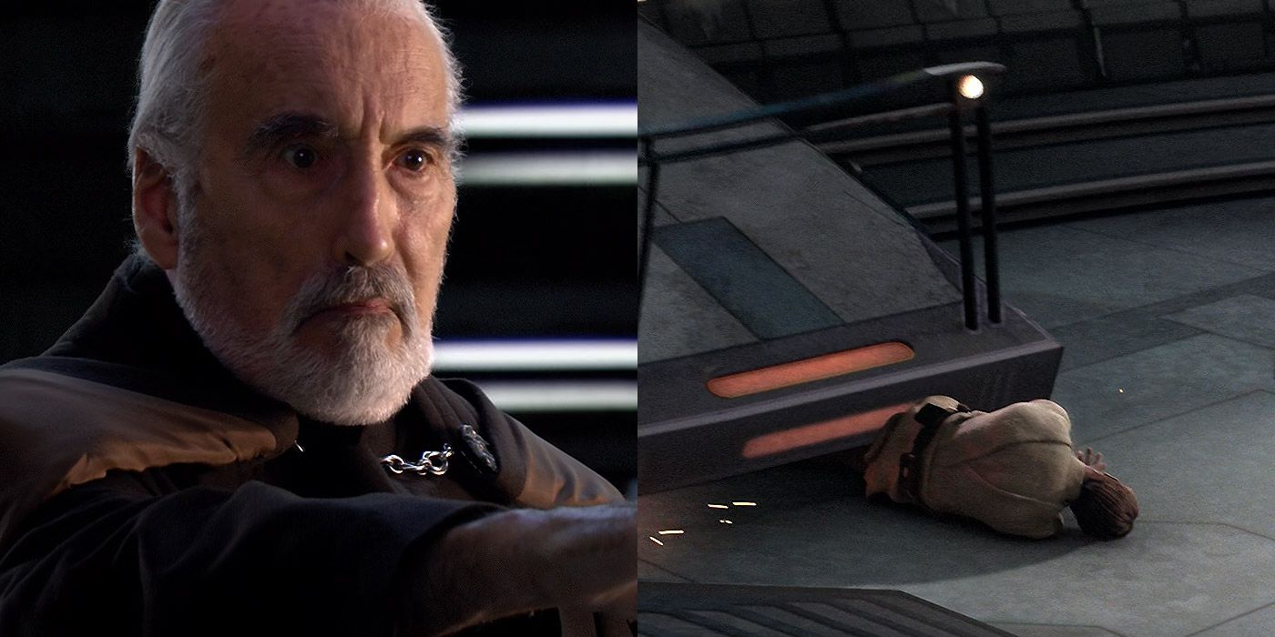Count Dooku traps Obi-Wan under wreckage in Star Wars: Revenge of the Sith
