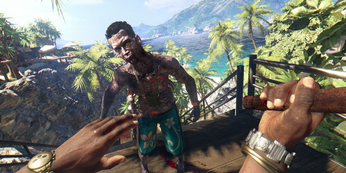 An image of a player fighting a zombie in Dead Island. 