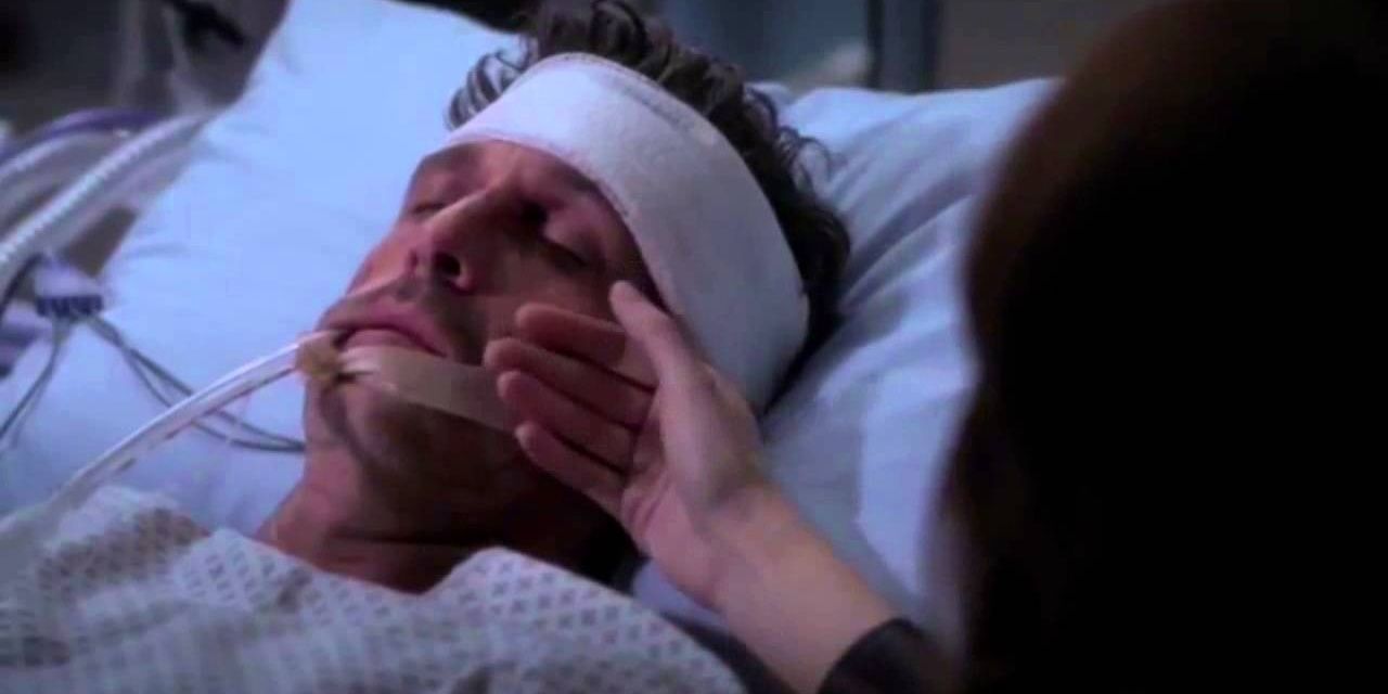Derek em seu leito de morte em Grey's Anatomy.