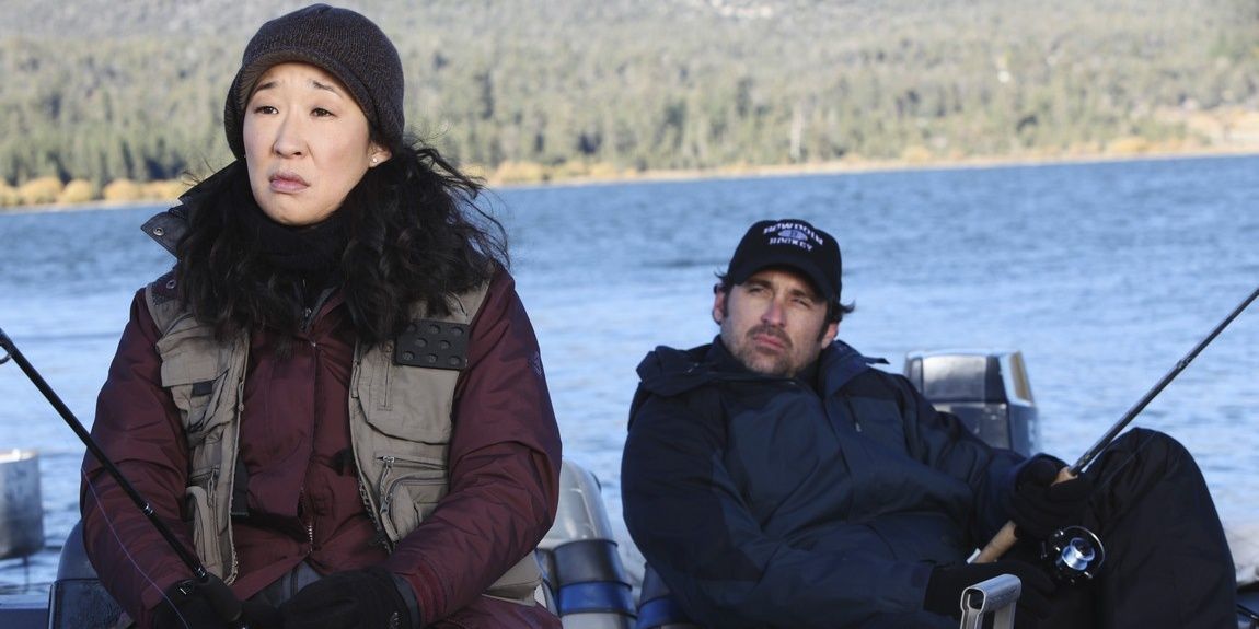 An image of Cristina and Derek fishing in Grey's Anatomy