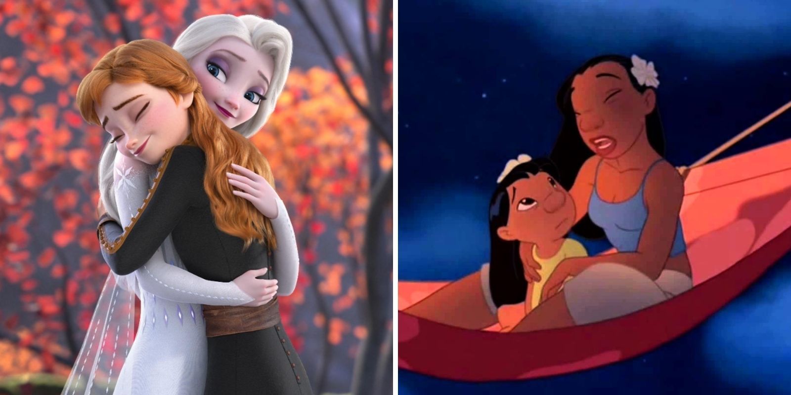 Disney Sisters Elsa and Anna in Frozen and Lilo and Nani in Lilo and Stitch