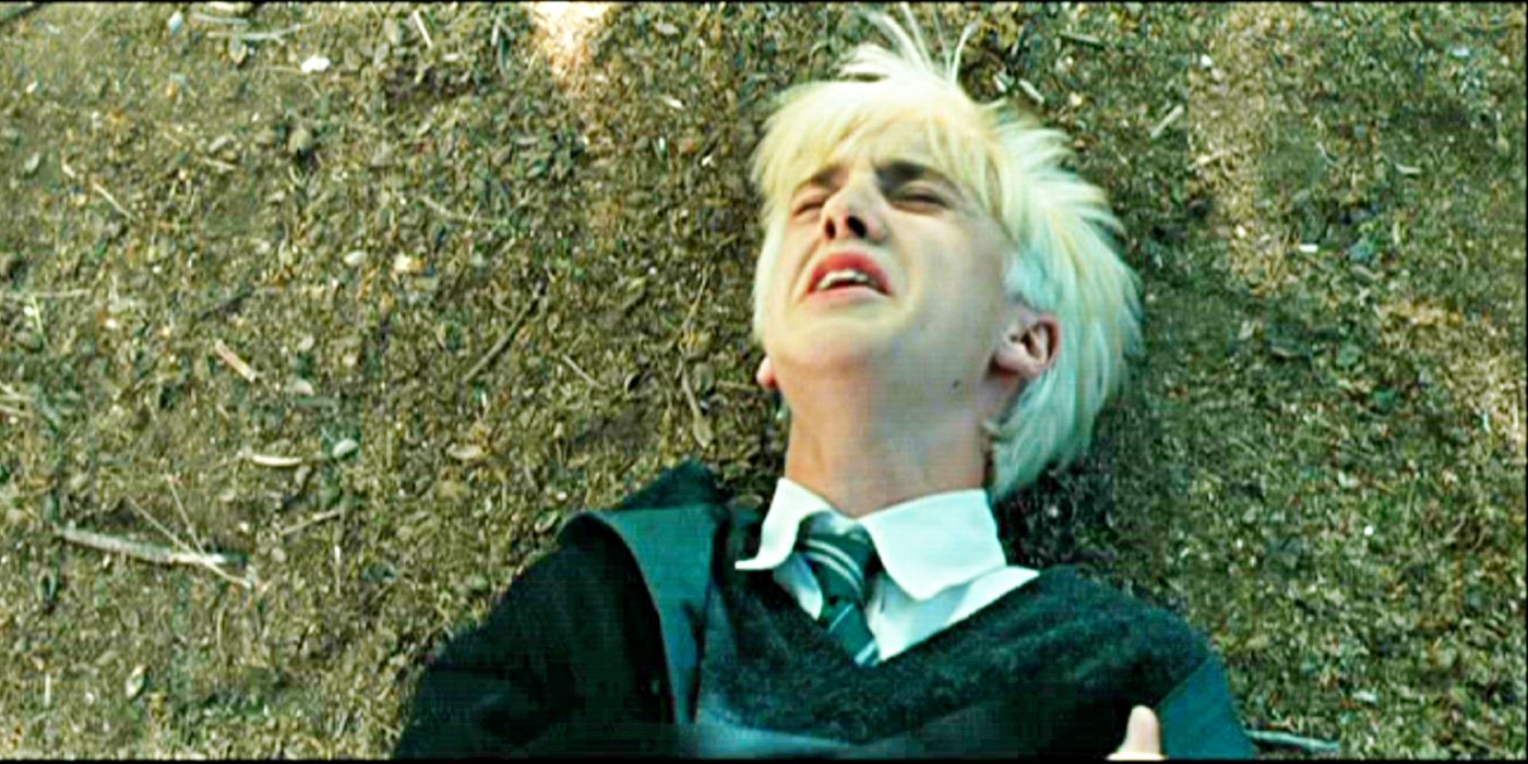 Malfoy lying on the ground after being attacked by Buckbeak in Harry Potter and the Prisoner of Azkaban.