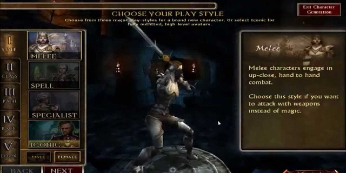 A player designs a melee battle character in Dungeons and Dragons Online