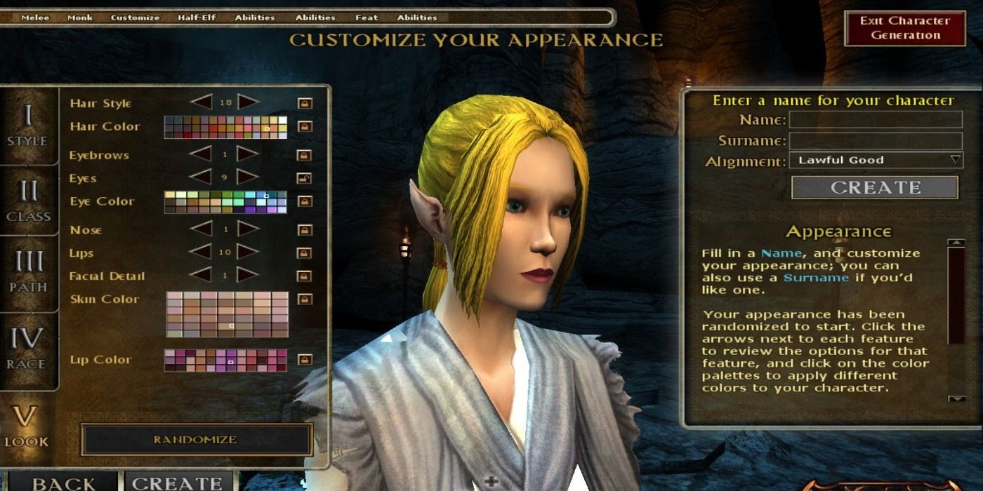 Dungeons and Dragons Online Character Creation Elf Character