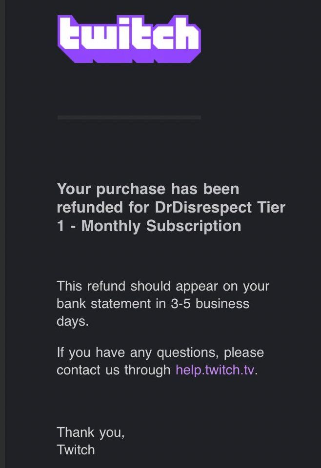 twitch drdisrespect subs refunded