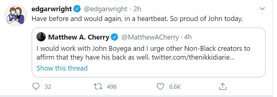 Edgar Wright John Boyega tweet