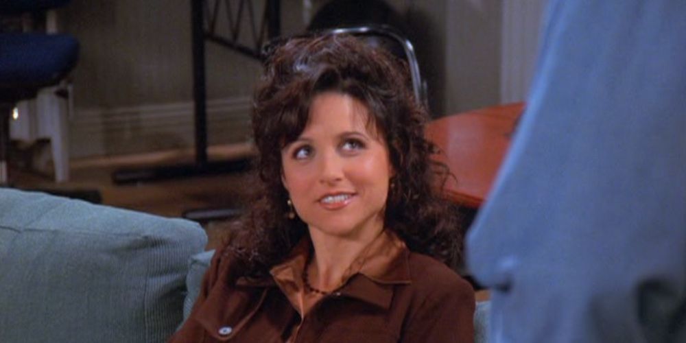 Elaine Benes in Jerry's apartment on Seinfeld