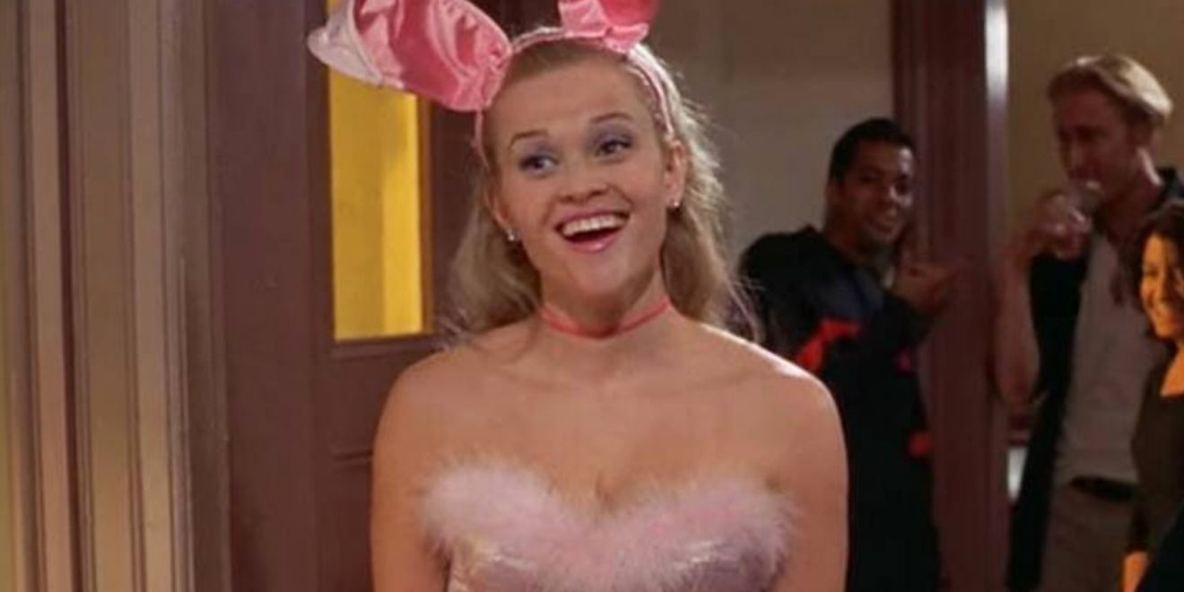 Elle Woods dressed in a bunny costume at a party in Legally Blonde