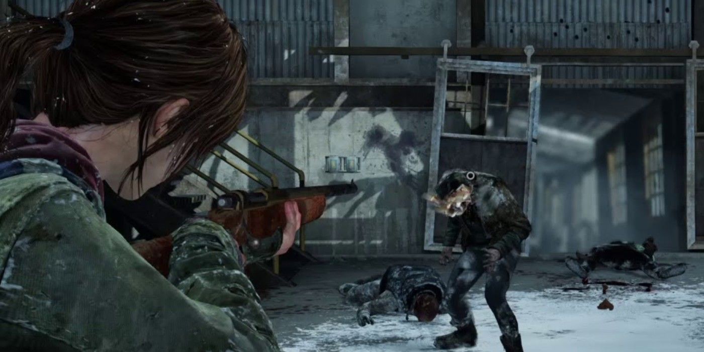 Ellie aiming a gun in The Last of Us 2