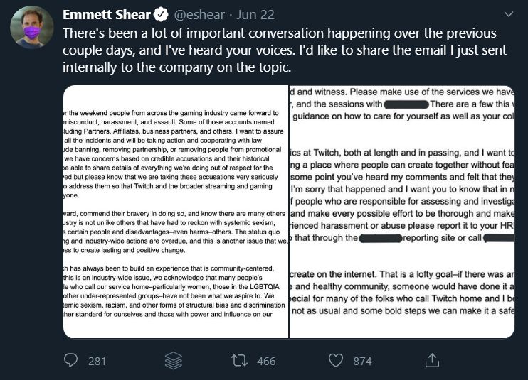 Twitch CEO Called Out For Ignoring Abuse