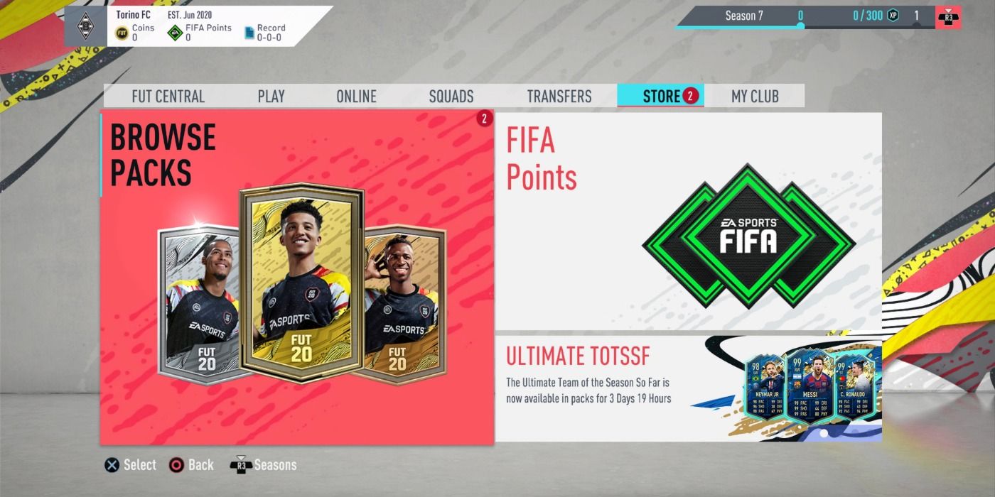 FIFA 20 FUT menu