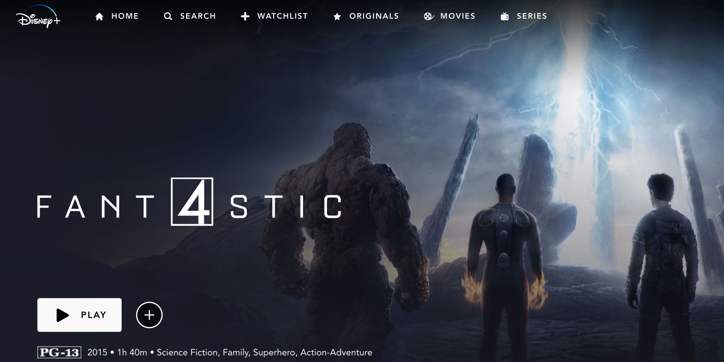 Fantastic Four 2015 Disney Plus Landing Page cropped