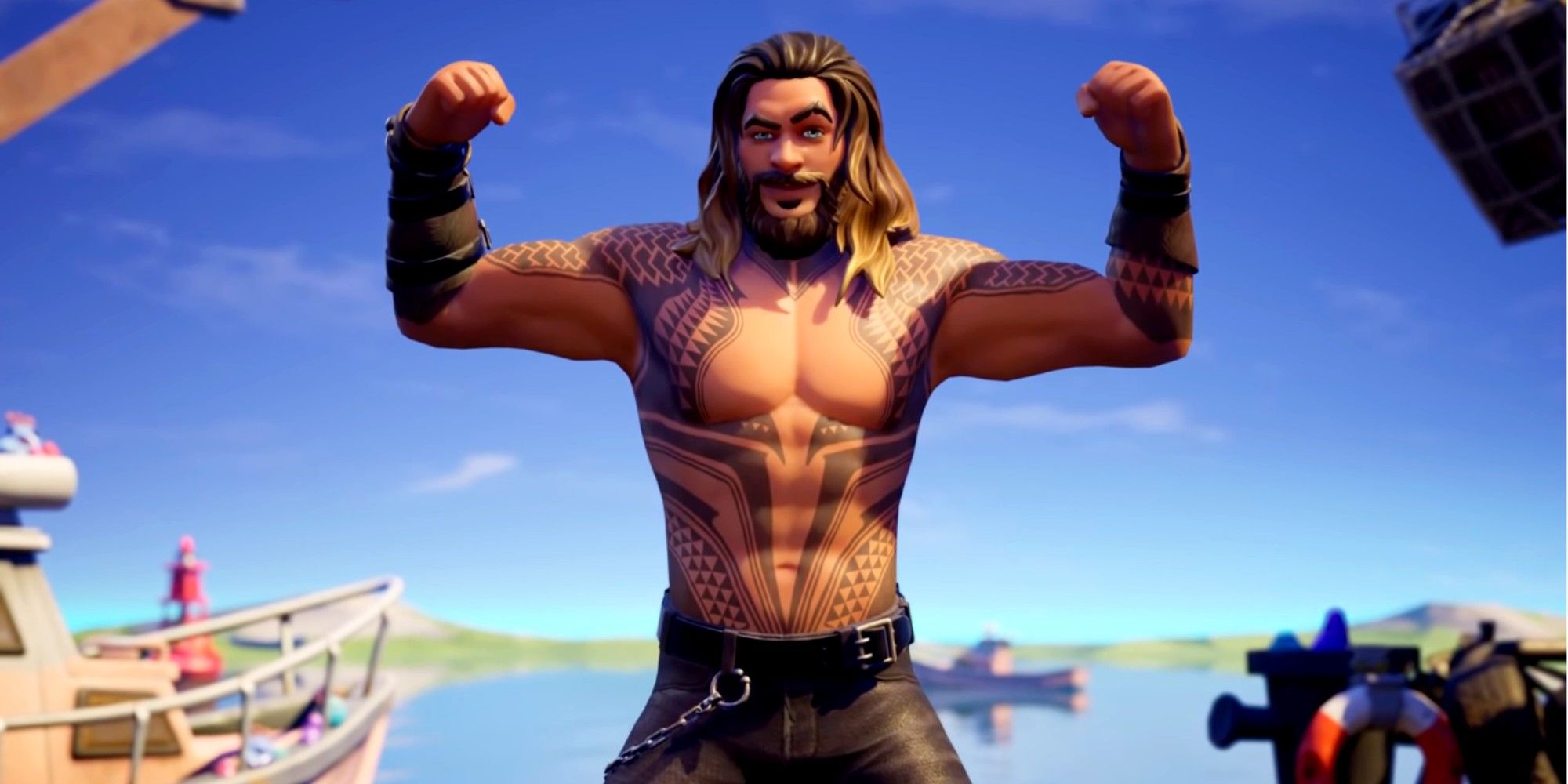 The Fortnite Season 3 Aquaman skin Arthur Curry variant based on Jason Momoa&rsquo;s 2018 portrayal