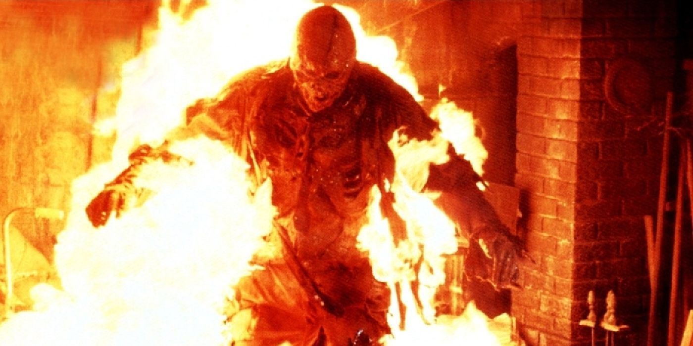 Kane Hodder doing a full body burn i  Friday the 13th Part VII The New Blood