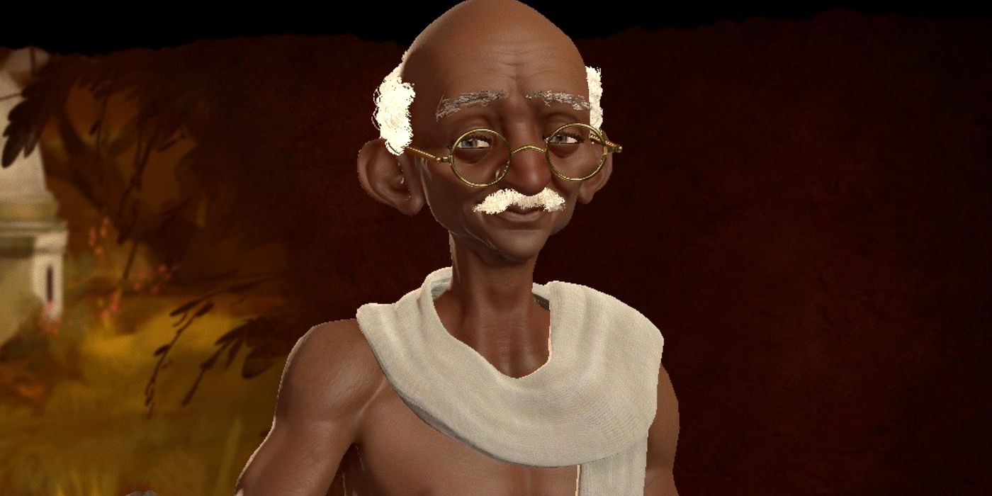 Gandhi's portrait in the Civilization games