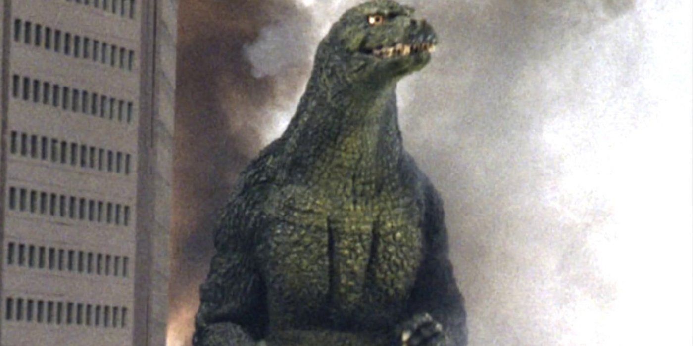 Godzilla Junior next to a building in Godzilla vs Destoroyah 