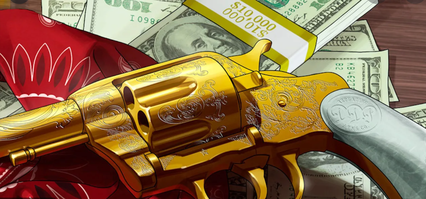 Red Dead 2 Gold revolver 