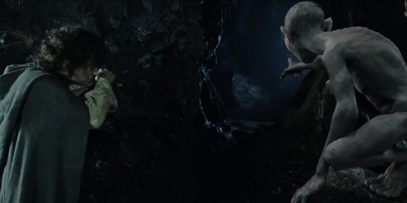 Gollum leads Frodo Baggins to Shelob's lair