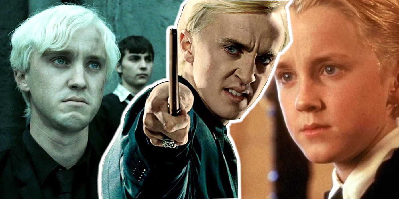 Various images of Tom Felton's Draco Malfoy from the Harry Potter movies.