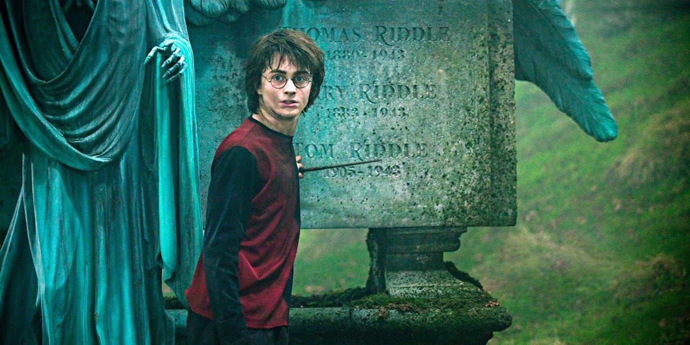 Harry in the graveyard in Goblet of Fire