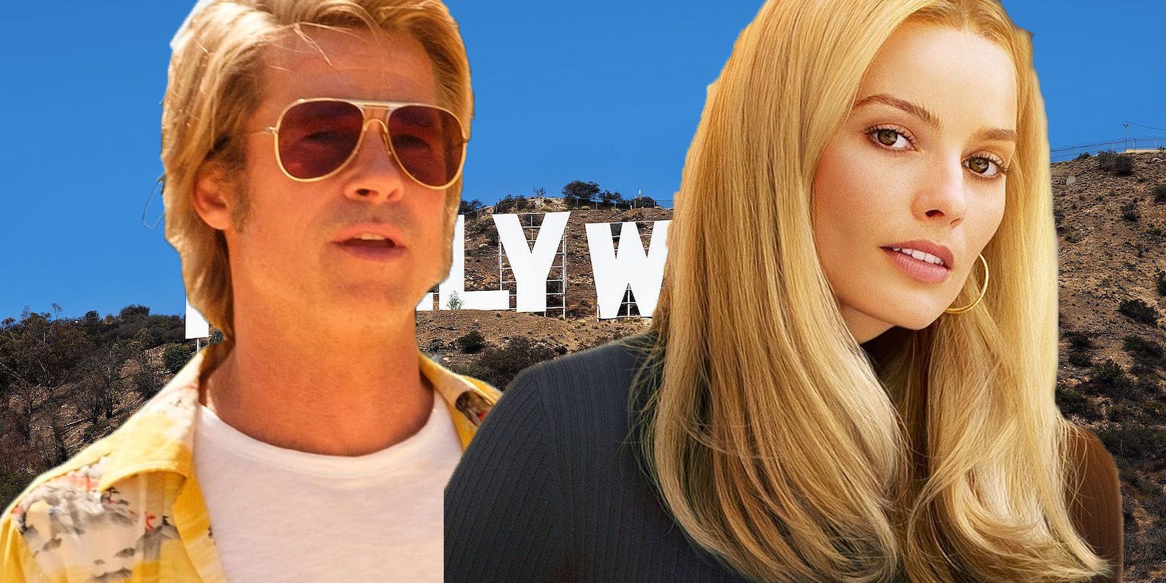 Hollywood sign Once Upon a Time In Hollywood Cliff Booth Brad Pitt Sharon Tate Margot Robbie