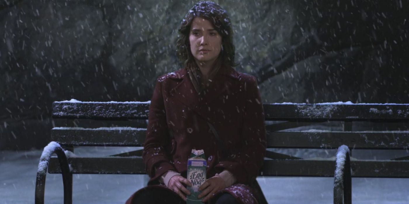Robin sitting on a park bench in HIMYM