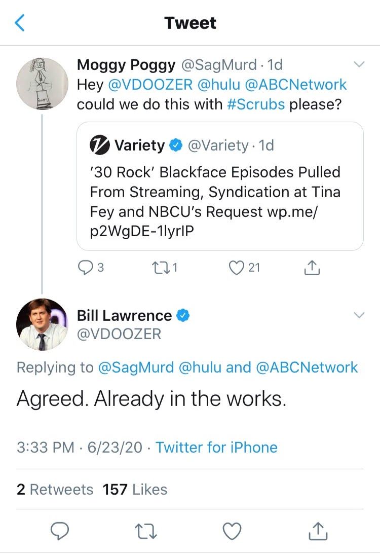 Bill Lawrence Scrubs Tweet